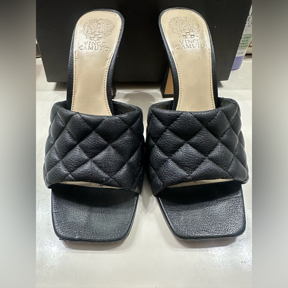 Vince Camuto Black Quilted Mules Reselm